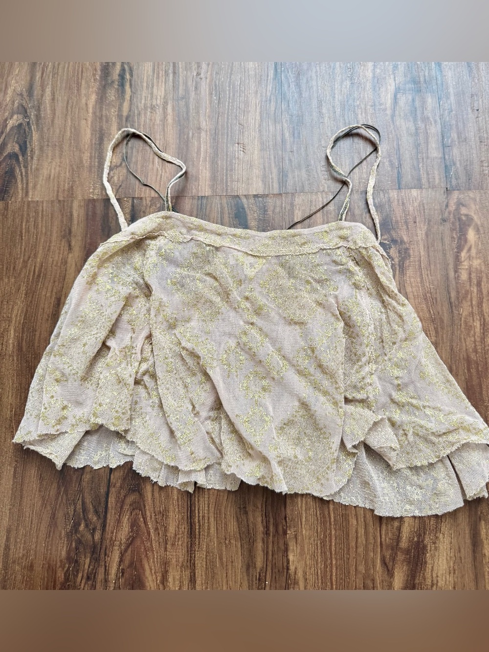 Gold Metallic Mesh Crop Cami, Size Small - Intimately by Free People